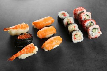Sushi set on dark background