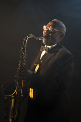 Fototapeta na wymiar African American Saxophonist Sax Jazz Music