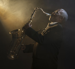 Fototapeta na wymiar African American Saxophonist Sax Jazz Music