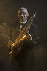 Plakat African American Saxophonist Sax Jazz Music