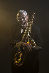 Fototapeta premium African American Saxophonist Sax Jazz Music