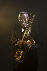 Naklejka premium African American Saxophonist Sax Jazz Music