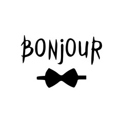 French phrase - Bonjour. Modern brush calligraphy.