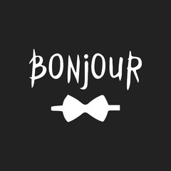 French phrase - Bonjour. Modern brush calligraphy. © irsydesign