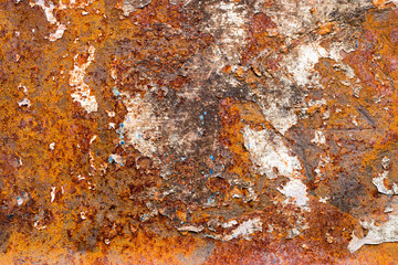 A background of peeling paint and rusty old metal