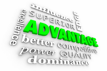 Advantage Competitive Edge Best Words Collage 3d Illustration