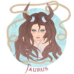 Astrological sign of Taurus as a beautiful girl