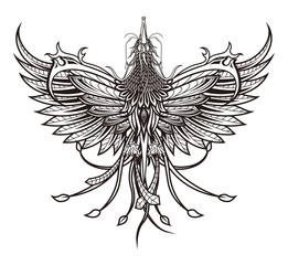Phoenix Bird Tattoo-Fictional fiery bird phoenix in abstract flame