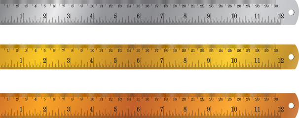 colorful rulers, millimeters, centimeters and inches, Ruler flat icon vector illustration, ruler icon. School icon symbol ruler education equipment. Some yellow ruler tool.