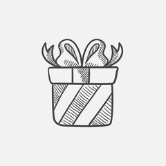 Gift box sketch icon.