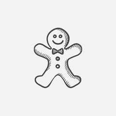 Gingerbread man sketch icon.