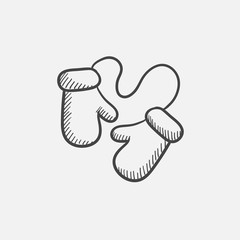 Baby mittens sketch icon.