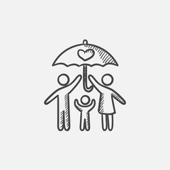 Family insurance sketch icon.