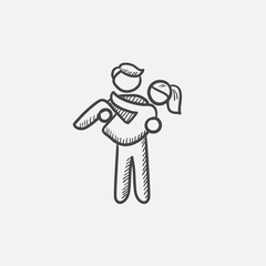 Man carrying his girlfriend sketch icon.