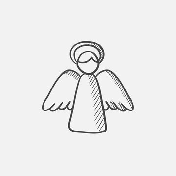 Easter angel sketch icon.
