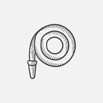 Firefighter hose sketch icon.