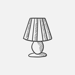 Table lamp sketch icon.