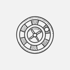 Roulette wheel sketch icon.