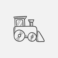 Fototapeta na wymiar Toy train sketch icon.