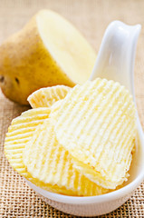 chips and peeled potato.