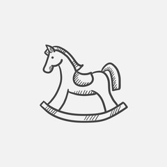 Rocking horse sketch icon.