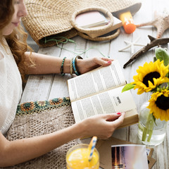 Summer Relax Chilling Holiday Reading Book Concept