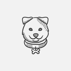 Dog head sketch icon.