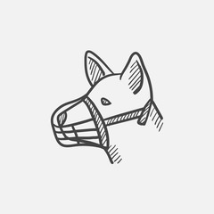 Dog with muzzle sketch icon.