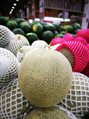 cantaloupe melon on the shelf supermarket 