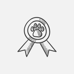 Dog award sketch icon.