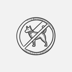 No dog sign sketch icon.