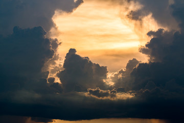 colorful dramatic sky with cloud at sunset