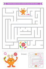Labyrinth game with cute monsters
