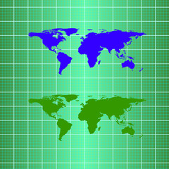 Silhouette eco globe map material design, Elements of this image furnished by NASA