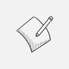 Pencil and document sketch icon.