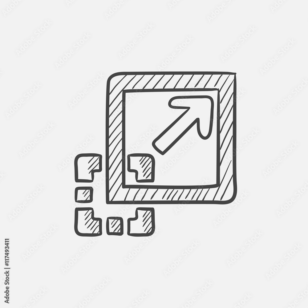 Poster add content sketch icon.