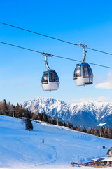 Calbe car in mountain ski resort Nassfeld, Austria. 