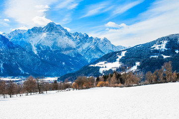 Fototapeta na wymiar Mountain ski resort Lienz, Austria with Dolomites mountain as background.