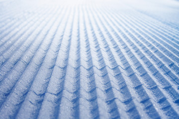 Freshly groomed ski slope in Molltaler Glacier ski resort, Austria.