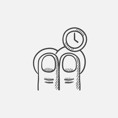 Hold timer gesture sketch icon.