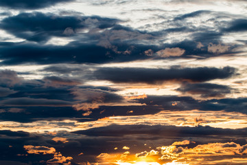 colorful dramatic sky with cloud at sunset