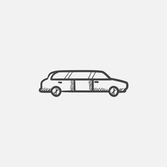 Wedding limousine sketch icon.