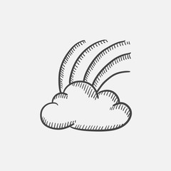 Rainbow in cloud sketch icon.