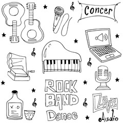 Doodle of object set music