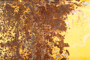 A background of peeling paint and rusty old metal