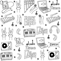 Collection stock music object doodles