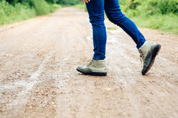 Woman traveller walk