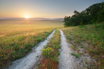 Road lane and deep sky.