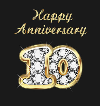 10 years anniversary birthday in gold and diamonds