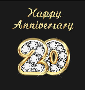 20 years anniversary birthday in gold and diamonds